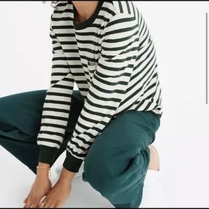 Striped Dark Green Long-sleeve Madewell Shirt